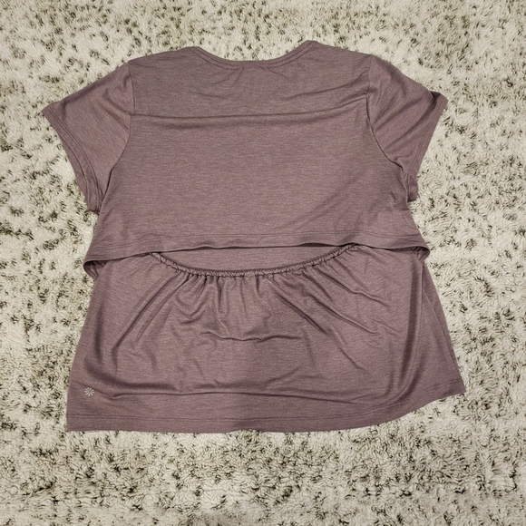 Athleta Air Out Cinch Tee XL Purple Top Open Back T-Shirt Workout Gym Athleisure - Picture 7 of 8